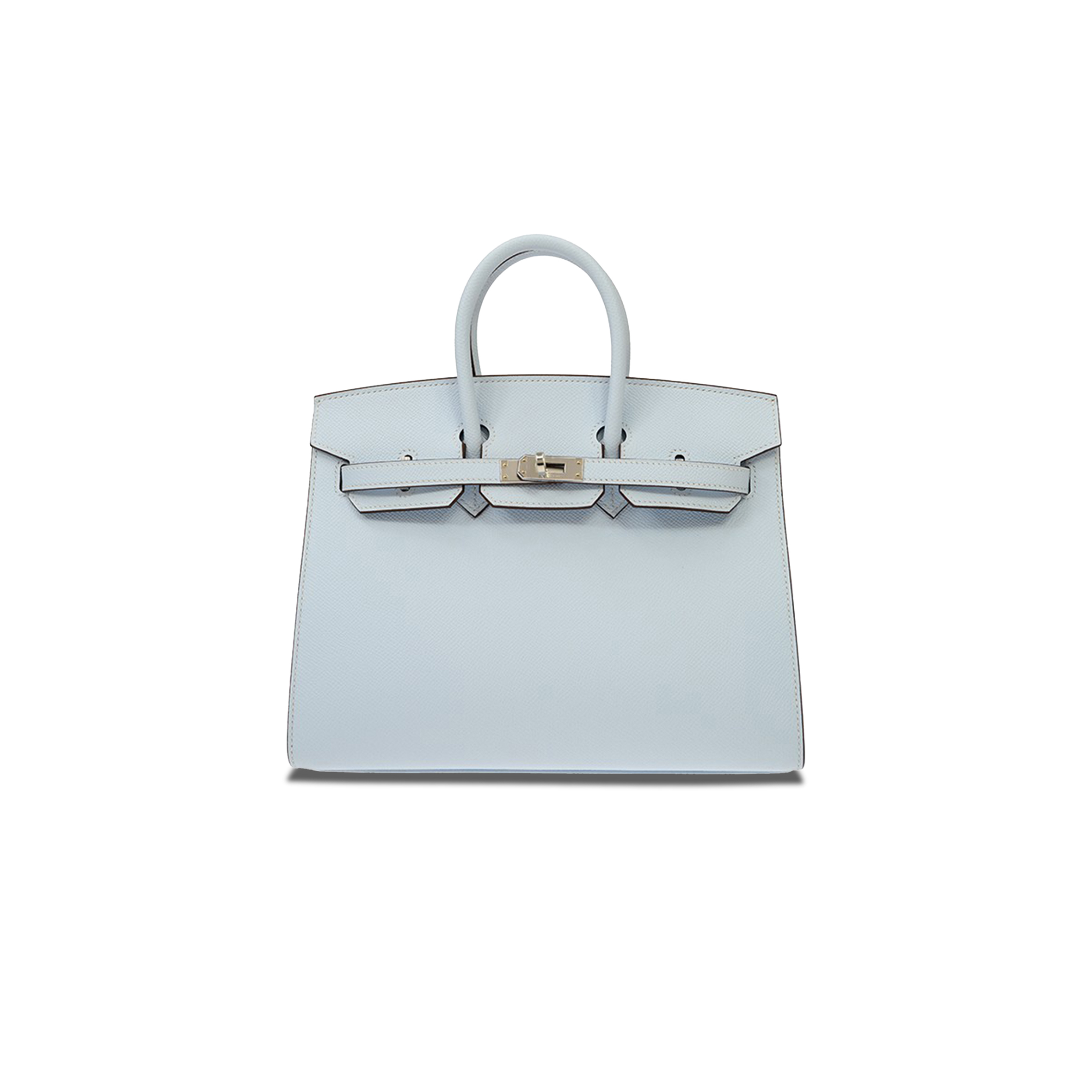 HERMÈS BIRKIN 25 SWIFT LEATHER FOG BLUE SILVER BUCKLE H049362CK21 (25*20*13cm)